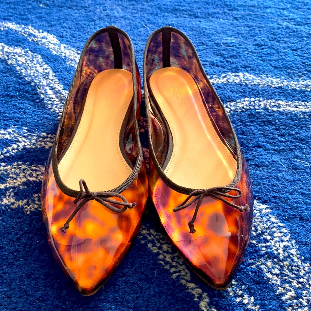 J.Crew Gemma tortoise shell jelly flats ballet slippers leather soles size 8.5